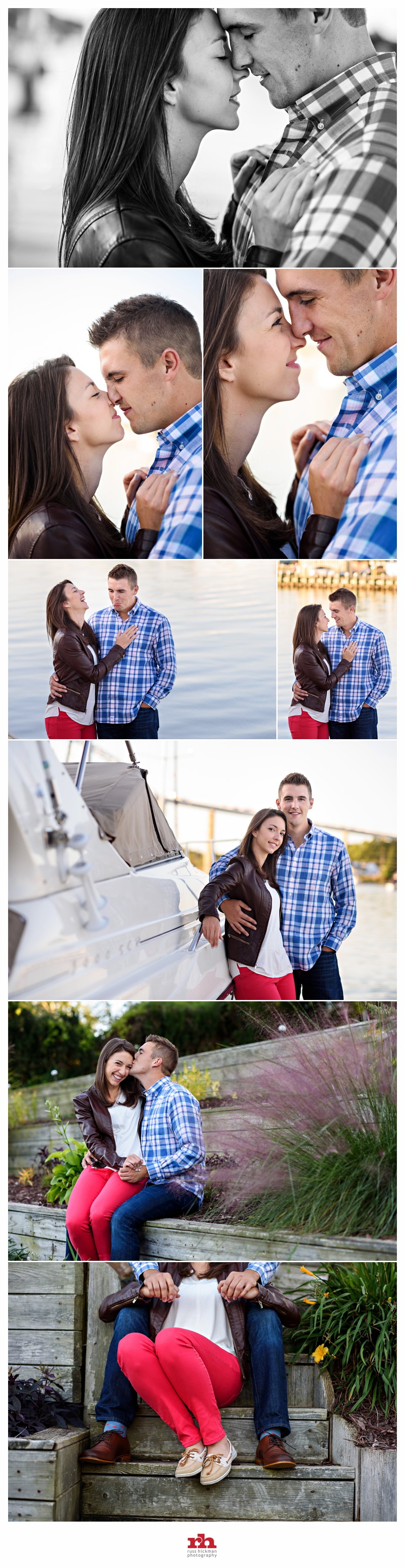 A couple kiss during their Engagement Session in Chesapeake City MD.